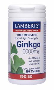 Lamberts Ginkgo Biloba Extract 6000mg 180 ταμπλέτες