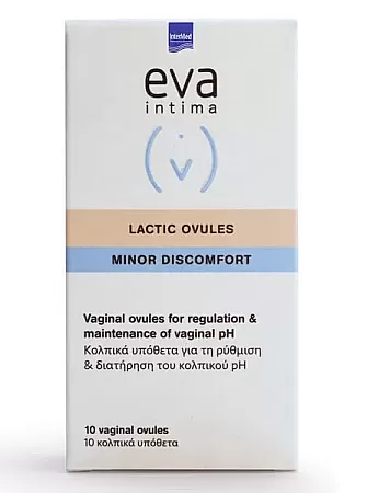 Eva Lactic Ovules 10 Κολπικά υπόθετα με γαλακτικό οξύ και γλυκογόνο