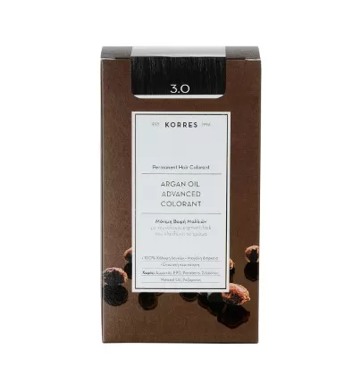 Korres Argan Oil Μόνιμη Βαφή Μαλλιών 3.0 Καστανό Σκούρο Φυσικό