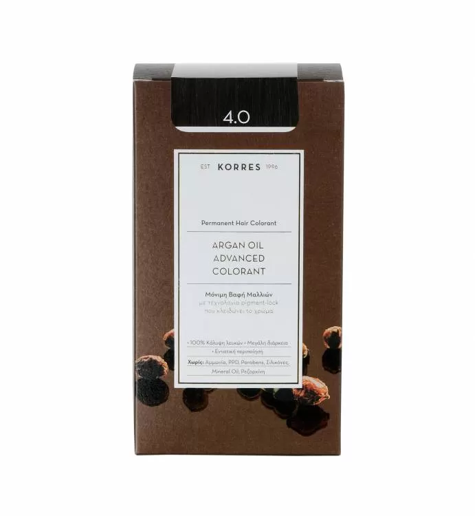 Korres Argan Oil Μόνιμη Βαφή Μαλλιών 4.0 Καστανό Φυσικό