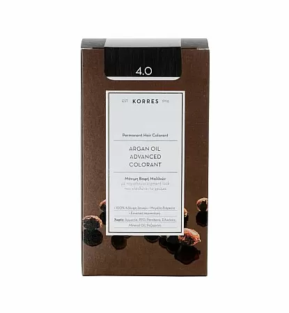 Korres Argan Oil Μόνιμη Βαφή Μαλλιών 4.0 Καστανό Φυσικό