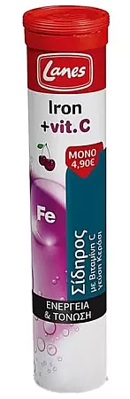 Lanes Iron + Vitamin C 20 αναβράζοντα δισκία Σίδηρος + Βιταμίνη C
