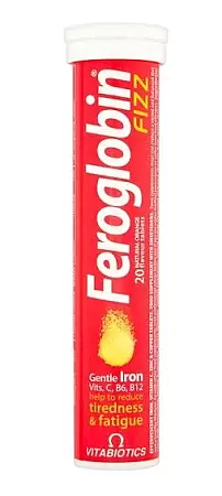Vitabiotics Συμπλήρωμα Σιδήρου FEROGLOBIN Β12 FIZZ 20eff tabs