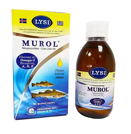 Medichrom Murol 250ml Ισλανδικό Μουρουνέλαιο με γεύση Πορτοκάλι