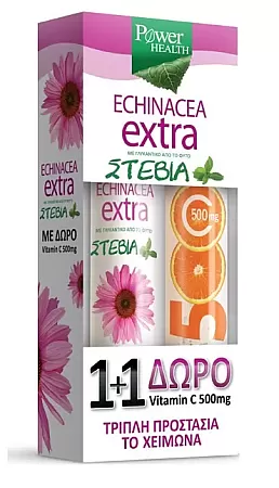 Power Health Echinacea Extra με Στέβια + Δώρο Vitamin C 500mg