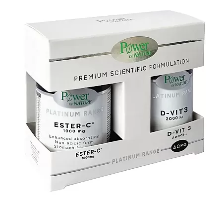 Power Of Nature Platinum Ester-C 1000mg 30tabs & D-Vit 3 2000iu