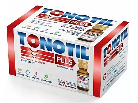 Tonotil Plus Αμπούλες με 4 Αμινοξέα Β12 & Καρνιτίνη 15X10ml