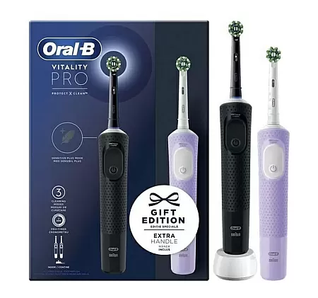 Oral-B Vitality Pro Duo Pack Ηλεκτρική Οδοντόβουρτσα Black & LIlac