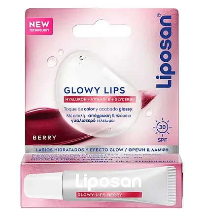 Liposan Glowy Lips Berry SPF30 Ενυδατικό Gloss Χειλιών 10ml