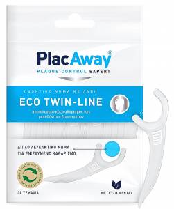 Plac Away Twin Line Διπλό Οδοντικό Νήμα με Λαβή 30 τεμάχια
